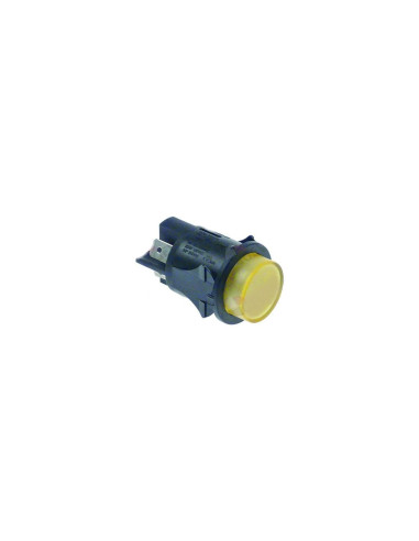 Interruptor pulsante montaje ø 25mm amarillo 2NO 250V 16A iluminado empalme conector faston 6,3mm