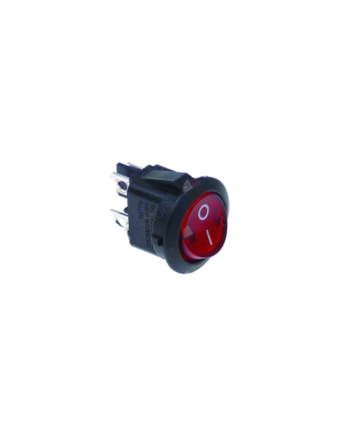 Interruptor basculante 20mm rojo 2NO 250V 10A I O empalme conector