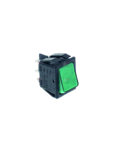 Interruptor basculante 30x22mm verde 2CO 250V 16A iluminado empalme conector