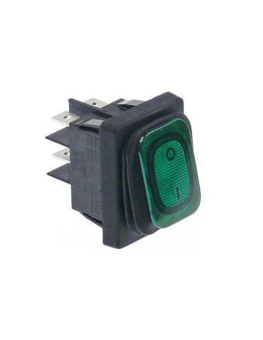 Interruptor basculante 30x22mm verde 2NO 230V 16A prot. goma 345645