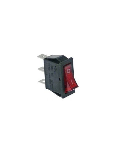 Interruptor basculante 30x11 mm rojo 1NO/lámpara 250V 16A 0-I empalme conector faston 6,3mm 301010