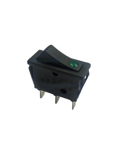 Interruptor basculante 30x11 mm verde 1NO/lámpara 250V 16A empalme conector faston 6,3mm