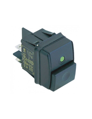 Interruptor pulsante medida de montaje 30x22mm verde 2NO 250V 12A empalme conector faston 6,3mm 301082