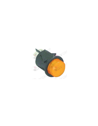 Pulsador montaje ø 25mm ambar 2NO 250V 16A iluminado empalme conector Faston 6,3mm