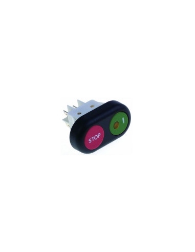 Interruptor pulsante medida de montaje 30x22mm rojo/verde 2NO 250V 16A enclavamiento RGV